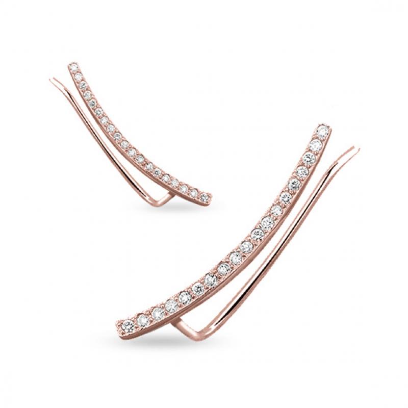 Cercei ear cuffs argint placati cu aur roz si pietre DiAmanti Z1482E_RG-DIA